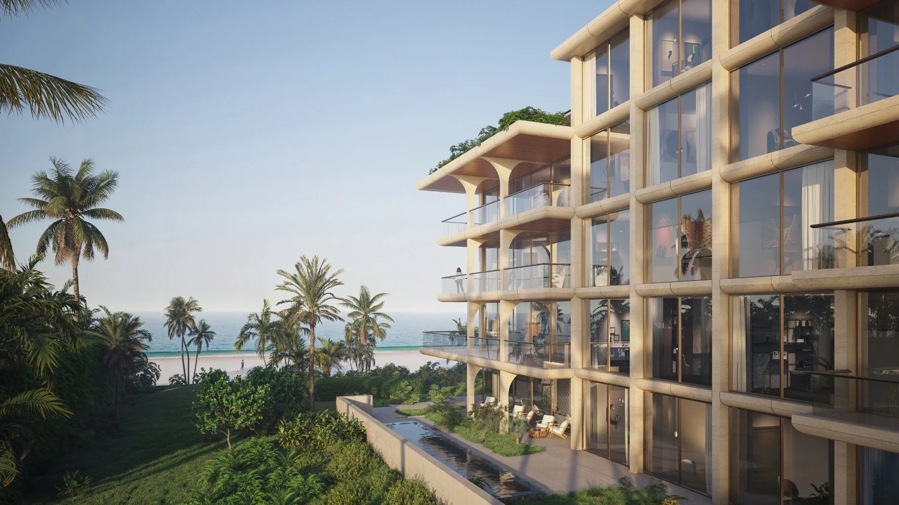 Exterior close-up with ocean